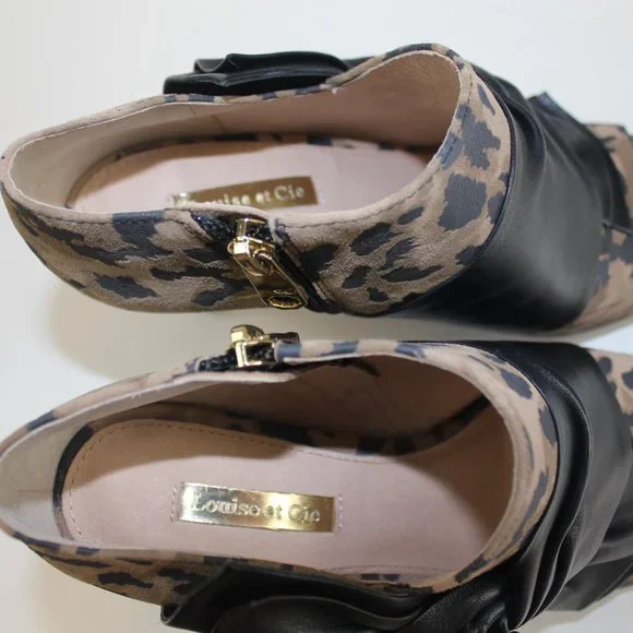 Louise et Cie Lo Idola Open Toe Bootie Heeled Boot Leopard Women Shoe 7 NEW FLAW - Picture 10 of 13